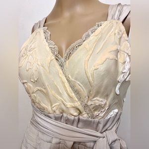 BCBG MAXAZRIA Women’s Party Cocktail Dress Size 6 100% Silk Yellow & Taupe EUC